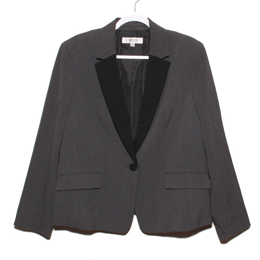 Vintage Jones Studio Two tone Collar Blazer Jacket Size 16